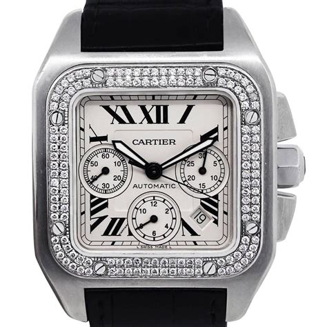 cartier santos mens bracelet|cartier santos diamond bezels.